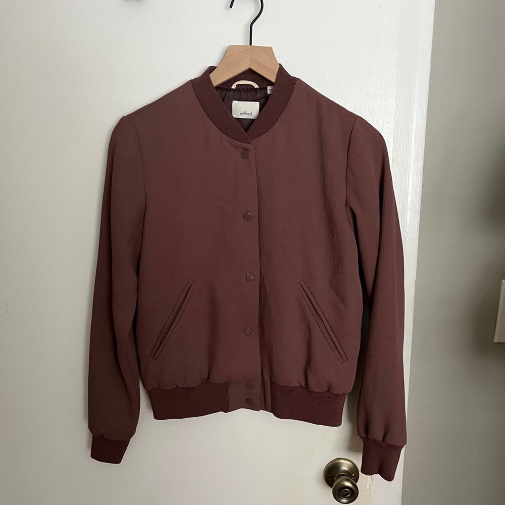 Aritzia Wilfred Rose Color Bomber Jacket